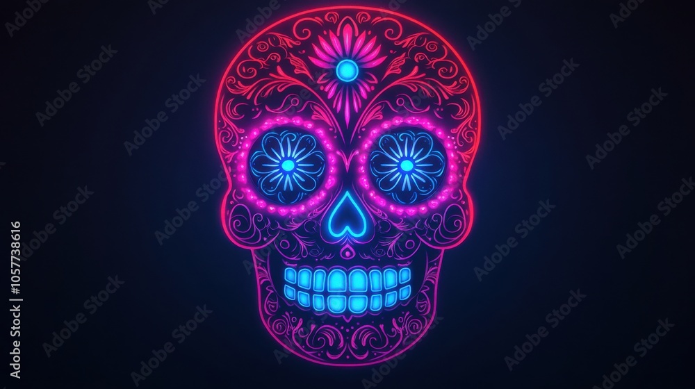 Bright Glowing Sugar Skull Art Design Bright Glowing Sugar Skull Art Design