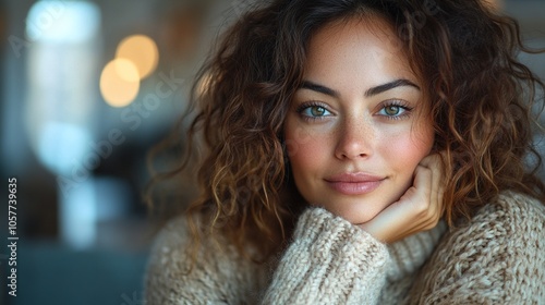 Portrait of a Woman with Curly Hair