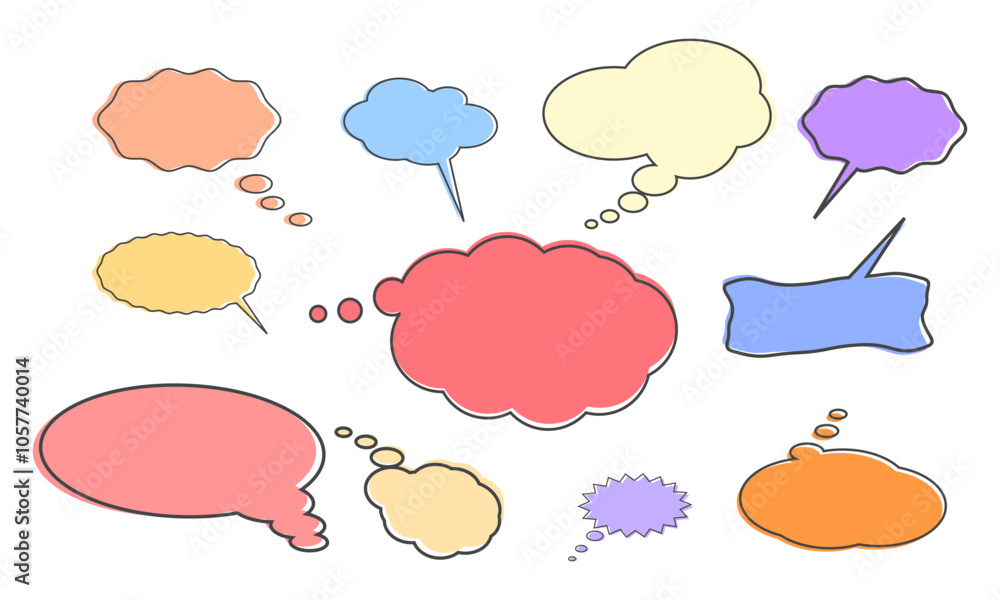 collection of colorful doodle speech bubble shapes collection of colorful doodle speech bubble shapes