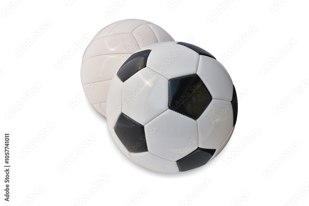 football and Volleyball ball isolated on white background. This has clipping path. football and Volleyball ball isolated on white background. This has clipping path.