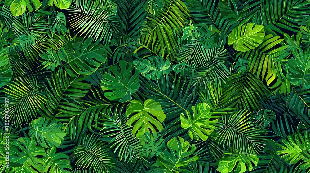 seamless pattern design Green tropical leaves on textured background seamless pattern design Green tropical leaves on textured background