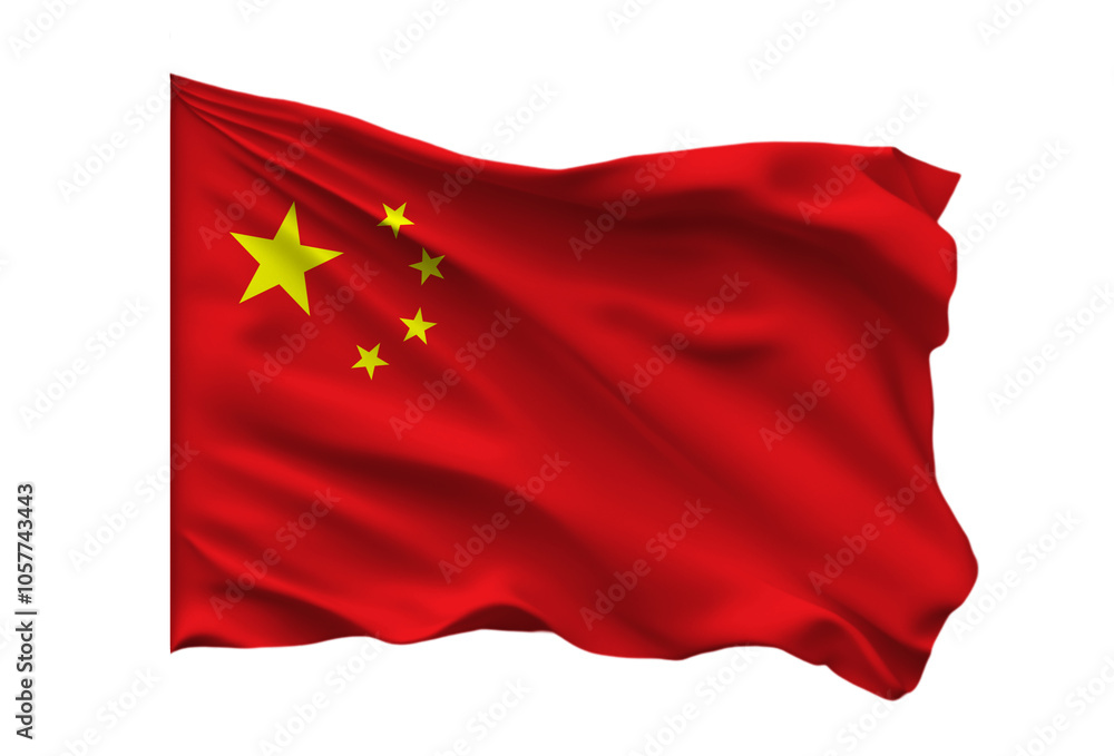 The national flag of China flutters on white background isolated
The national flag of China flutters on white background isolated