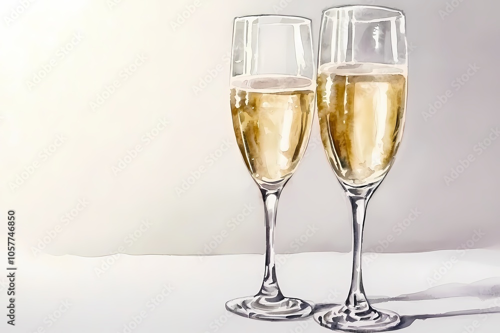Champagne Glasses Clinking in Celebration Isolated Background Champagne Glasses Clinking in Celebration Isolated Background