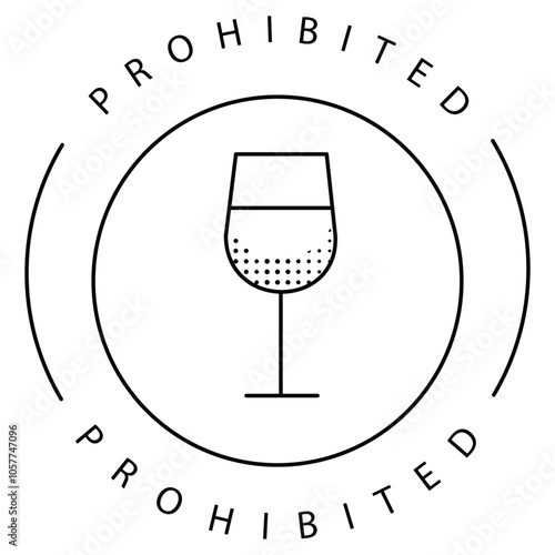 Prohibited Wine Glass Alcohol Ban Vector Icon Design