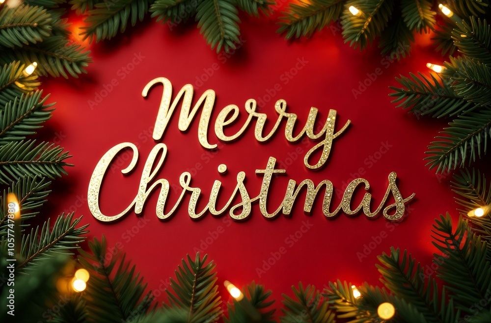 Merry Christmas Greeting Card on red Background, New Year Greeting Merry Christmas Greeting Card on red Background, New Year Greeting