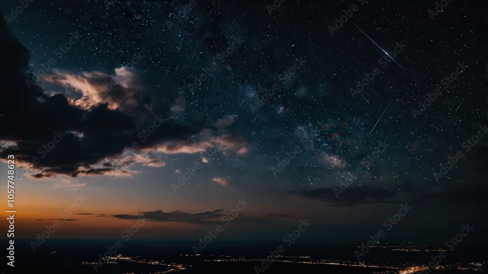 Fototapeta premium Sky, Clouds, Sunset, Air, Oxygen, Sun, Stars