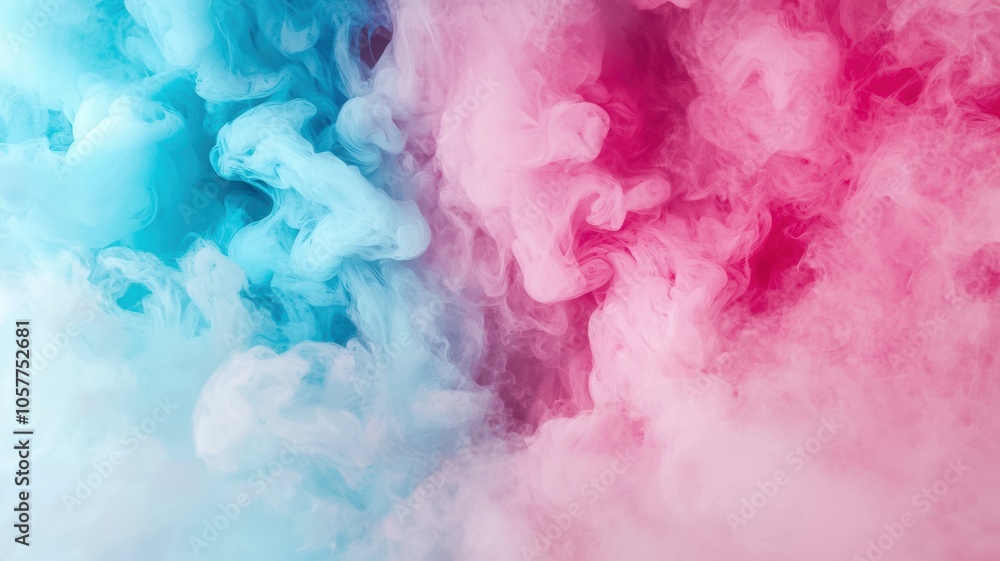 A vibrant mix of pink and blue smoke swirls create an artistic and dreamy atmospheric effect. A vibrant mix of pink and blue smoke swirls create an artistic and dreamy atmospheric effect.