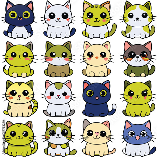 Cute Cartoon Cat Illustrations Collection