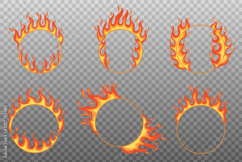 fire frame in flat vector