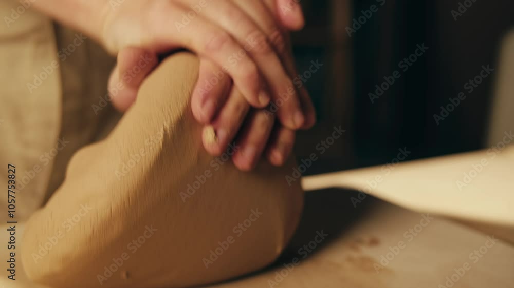 Man potter works with clay on master class in studio. Working process in ceramic workshop. Potter making vase on pottery wheel. Handmade concept. Man potter works with clay on master class in studio. Working process in ceramic workshop. Potter making vase on pottery wheel. Handmade concept.