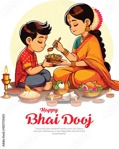Happy Bhai Dooj And Happy Bhai Beej Brother Sister Celebration social media post banner template