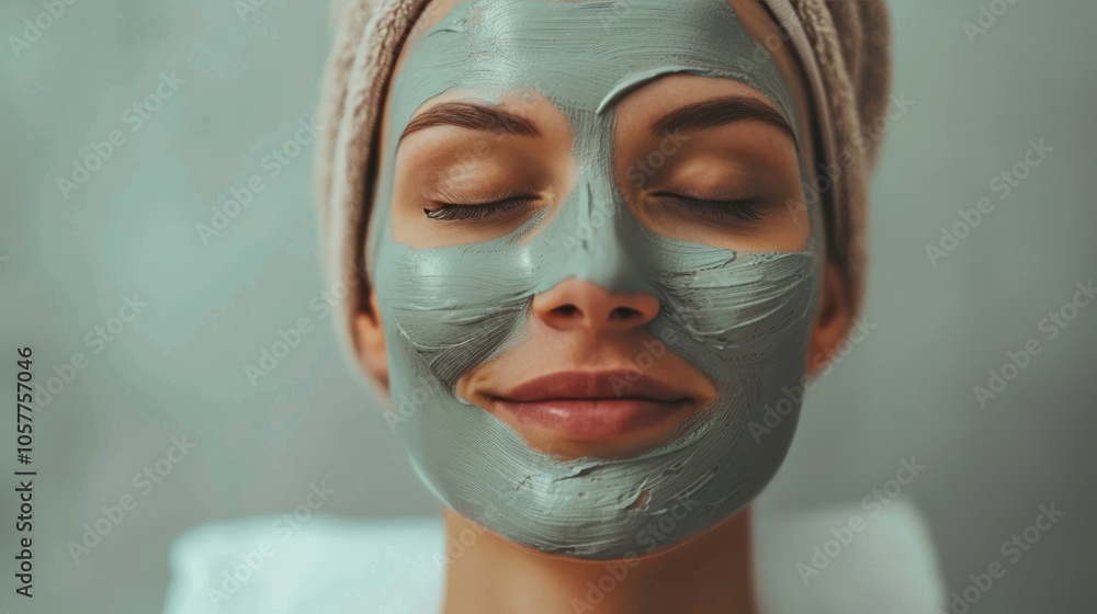 Female spa client with mask on face enjoying beauty treatment Female spa client with mask on face enjoying beauty treatment