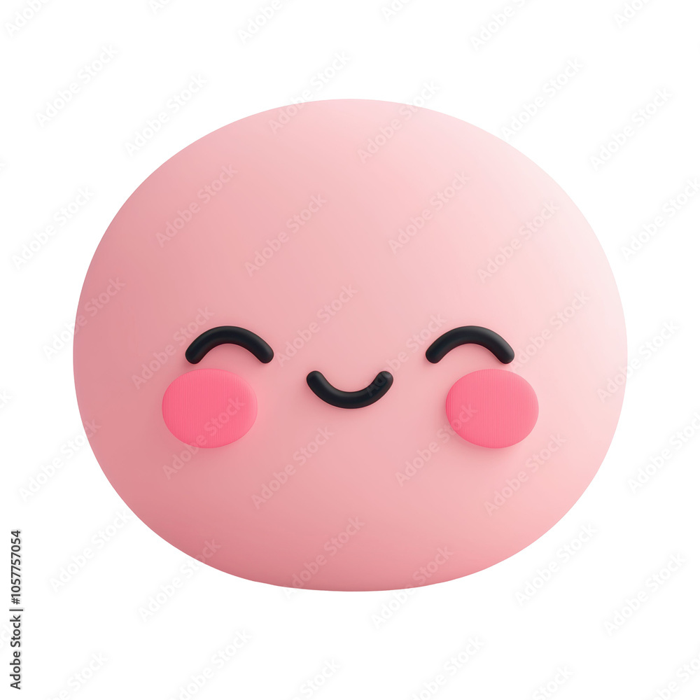 3D pink emoji with a smiling face and blush cheeks, exuding a cute and friendly expression. This cheerful character brings warmth and joy. Isolated on transparent background, png. 3D pink emoji with a smiling face and blush cheeks, exuding a cute and friendly expression. This cheerful character brings warmth and joy. Isolated on transparent background, png.