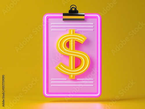 Moneysaving tips, dollar sign with checklist, 3D illustration photo