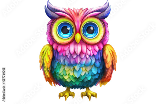 Colorful Owl Cartoon Character Illustration