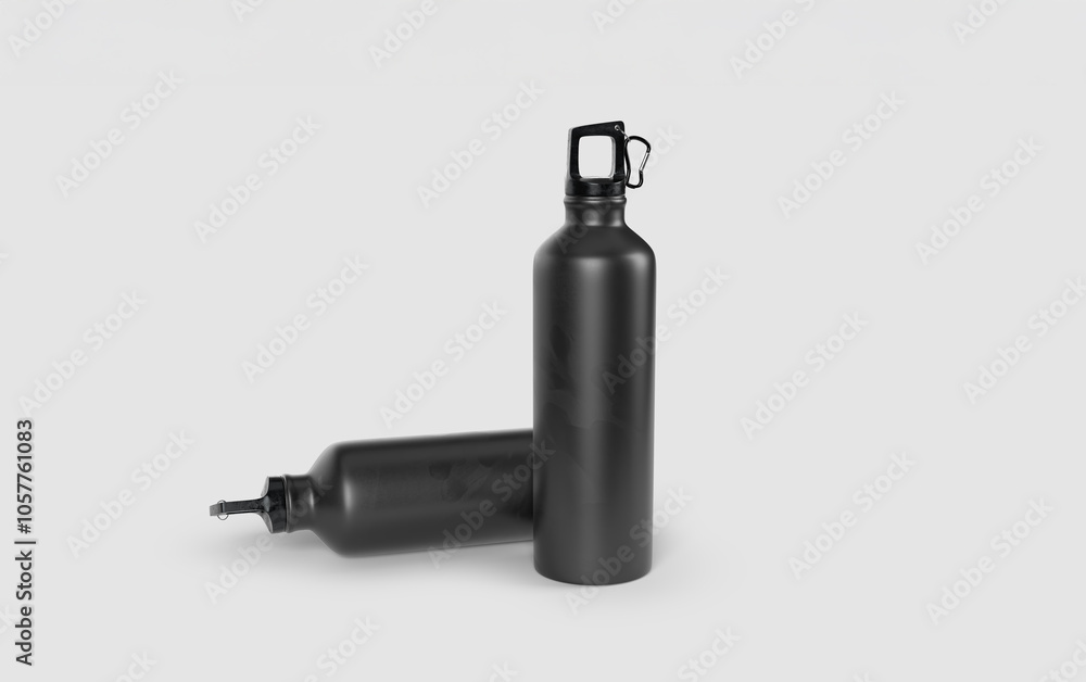 two black metal squeeze bottles two black metal squeeze bottles