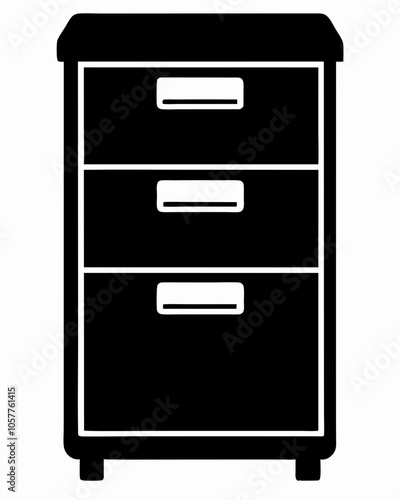 Filing Cabinet silhouette vector black on white background