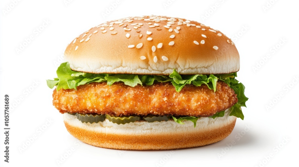 Fish burger with crispy fillet, lettuce, tangy sauce; neutral palette Fish burger with crispy fillet, lettuce, tangy sauce; neutral palette