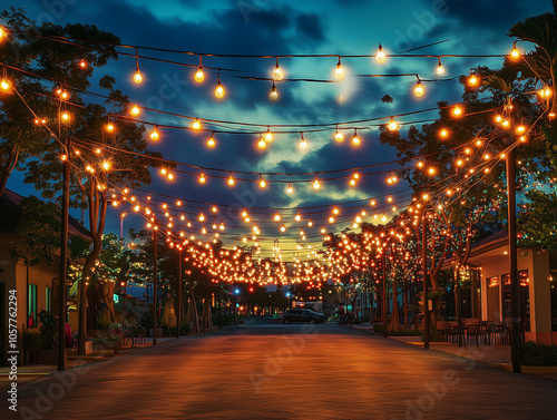 christmas street  in the city at night