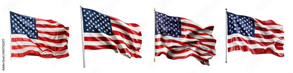 Collection USA Flag Isolated on transparent background Collection USA Flag Isolated on transparent background