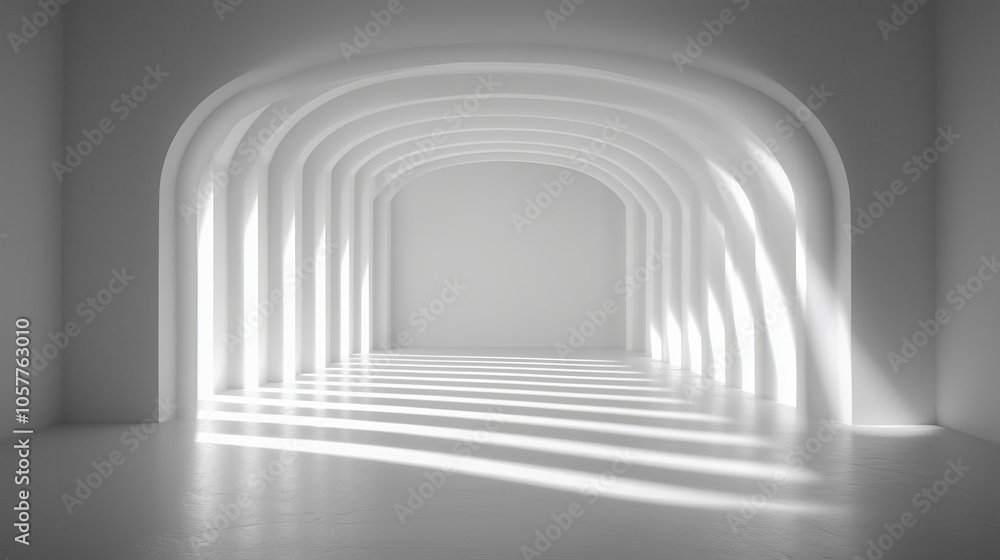 Abstract White Arched Tunnel with Light and Shadow. Abstract White Arched Tunnel with Light and Shadow.
