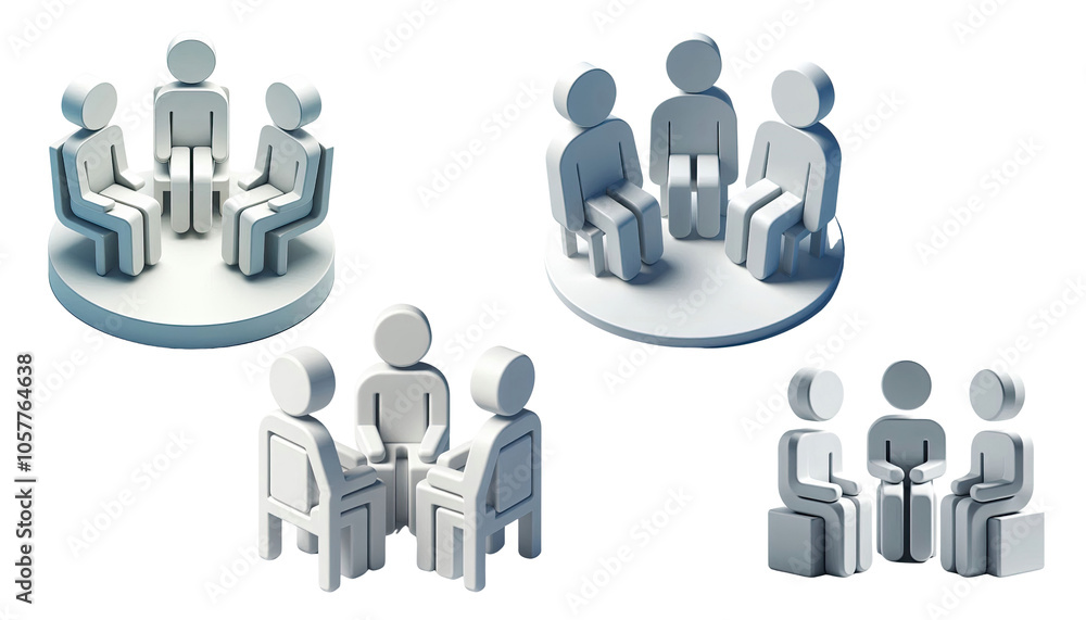 3D Rendered Group of People Sitting in a Circle 3D Rendered Group of People Sitting in a Circle