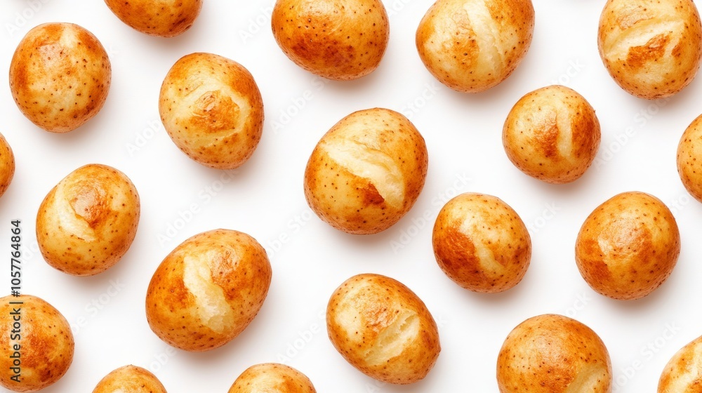 Watercolor Pattern of Baked Potatoes on White, Use Earthy Palette Watercolor Pattern of Baked Potatoes on White, Use Earthy Palette