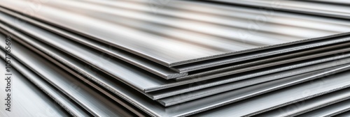 Stack of corrugated steel sheets isolated; use neutral gray palette 