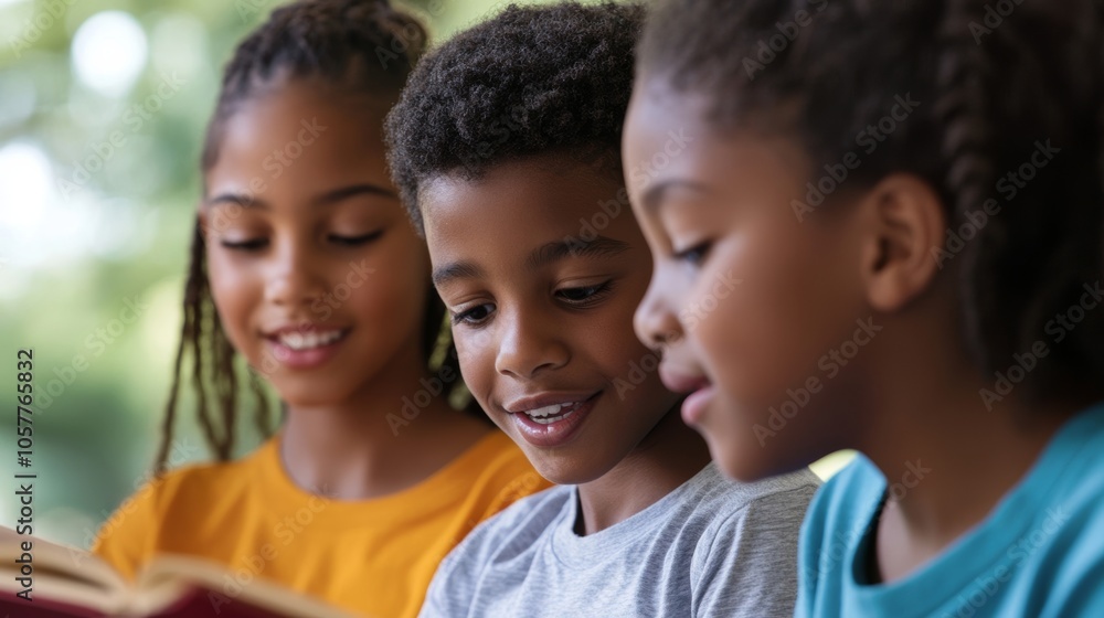 Students Reading Aloud, Teacher Supports; Nurturing, Warm Palette; Educational Setting Students Reading Aloud, Teacher Supports; Nurturing, Warm Palette; Educational Setting