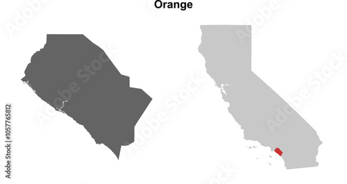 Orange County (California) blank outline map set