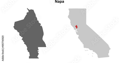 Napa County (California) blank outline map set