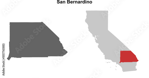 San Bernardino County (California) blank outline map set