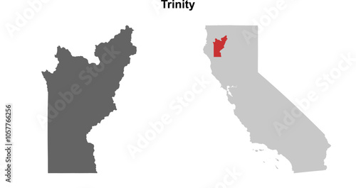 Trinity County (California) blank outline map set