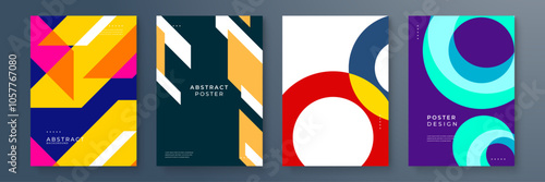 Colorful Geometric Abstract Poster Designs. Vibrant abstract posters featuring geometric shapes and bold colors. Perfect for modern art enthusiasts and creative projects