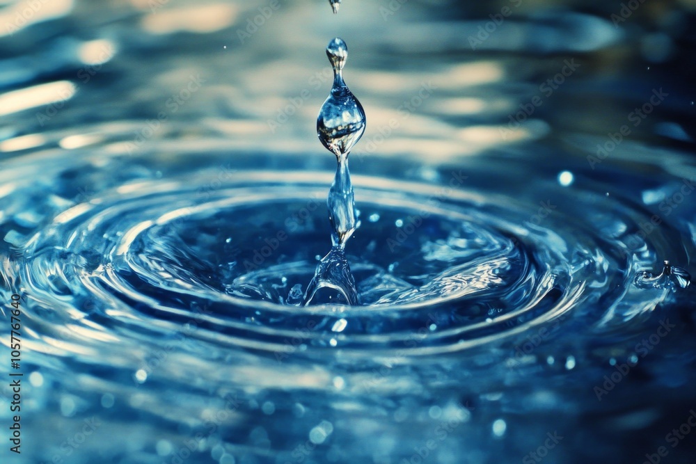 Captivating water droplet splash with ripple effect Captivating water droplet splash with ripple effect