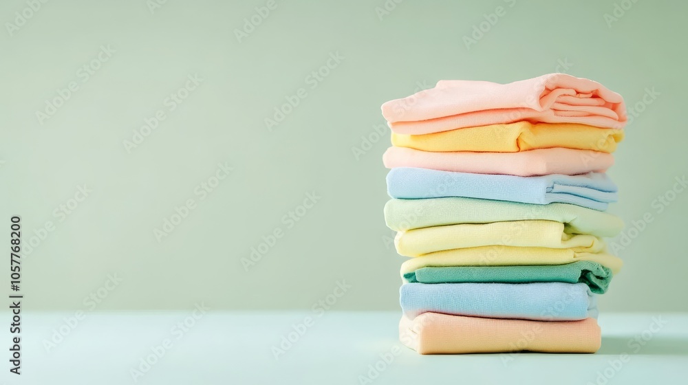 Freshly laundered baby clothes arranged neatly. Freshly laundered baby clothes arranged neatly.