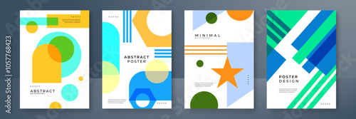 Colorful Geometric Abstract Poster Designs. Vibrant abstract posters featuring geometric shapes and bold colors. Perfect for modern art enthusiasts and creative projects