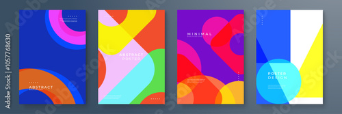 Abstract Geometric Poster Designs in Vibrant Colors. Abstract geometric posters featuring colorful shapes and modern designs. Ideal for creative projects, contemporary art displays, or trendy decor