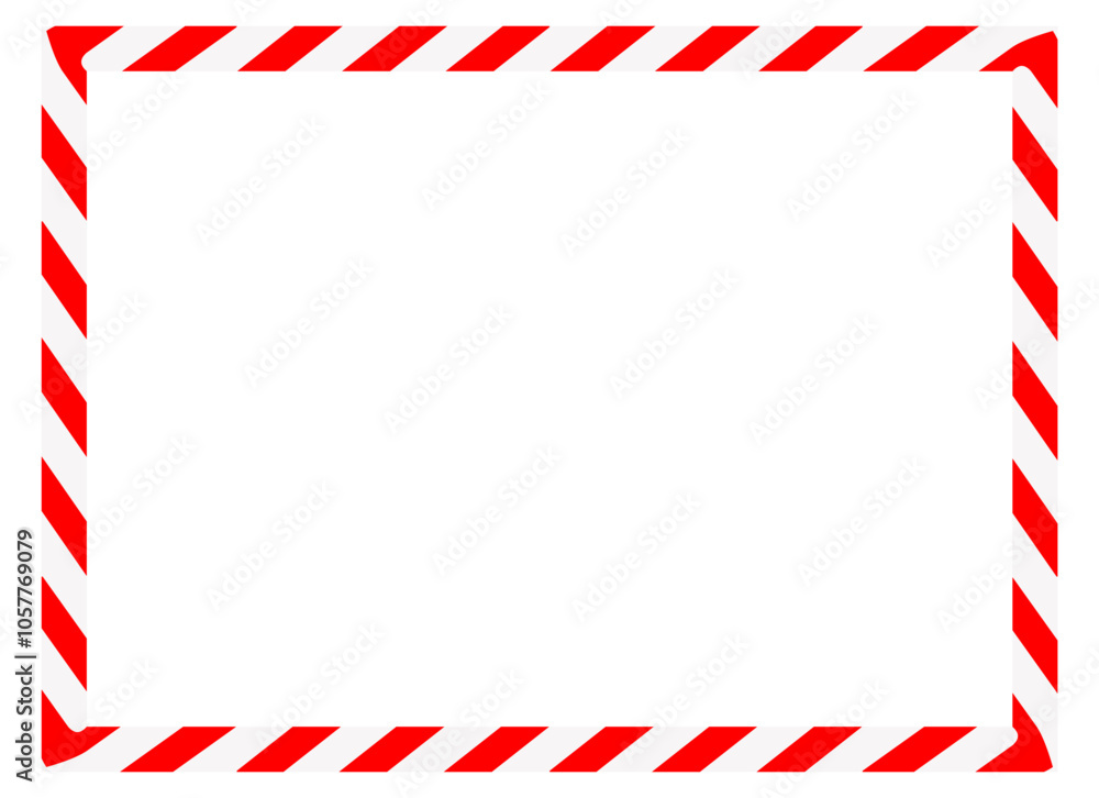 Candy cane rectangle frame. Christmas ribbon with red and white stripes. Greeting card with New Year or Christmas decorating border Candy cane rectangle frame. Christmas ribbon with red and white stripes. Greeting card with New Year or Christmas decorating border