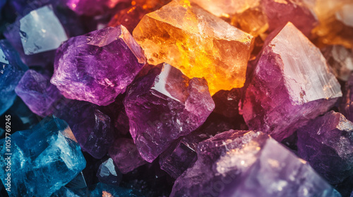 A heap of fluorite stones, showing the natural beauty of these colorful gemstone minerals