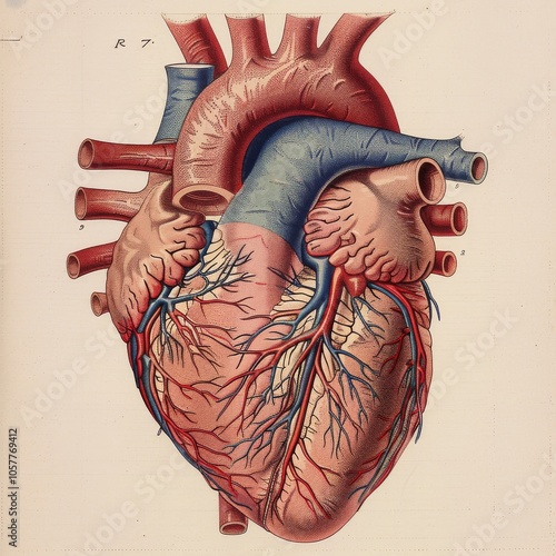 sharp diagram illustrating the intricate connections of the human heart, showcasing its chambers photo