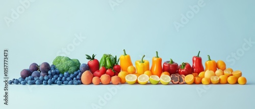 Fototapeta Naklejka Na Ścianę i Meble -  A rainbow of fresh fruits and vegetables.