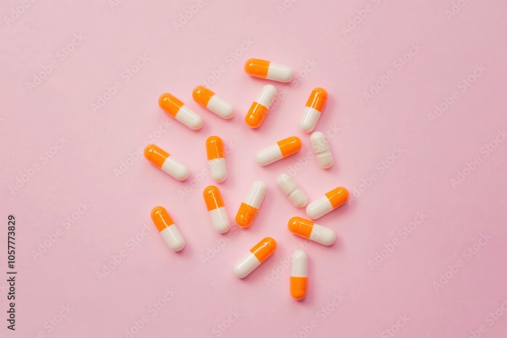 Pills on a pink background. Multicolored vitamins, free space for text. Many different capsules. Pharmacy, chemistry. Abundance. Lots of antibiotics, drug. Herbal medicine, chemical industry. Top view Pills on a pink background. Multicolored vitamins, free space for text. Many different capsules. Pharmacy, chemistry. Abundance. Lots of antibiotics, drug. Herbal medicine, chemical industry. Top view