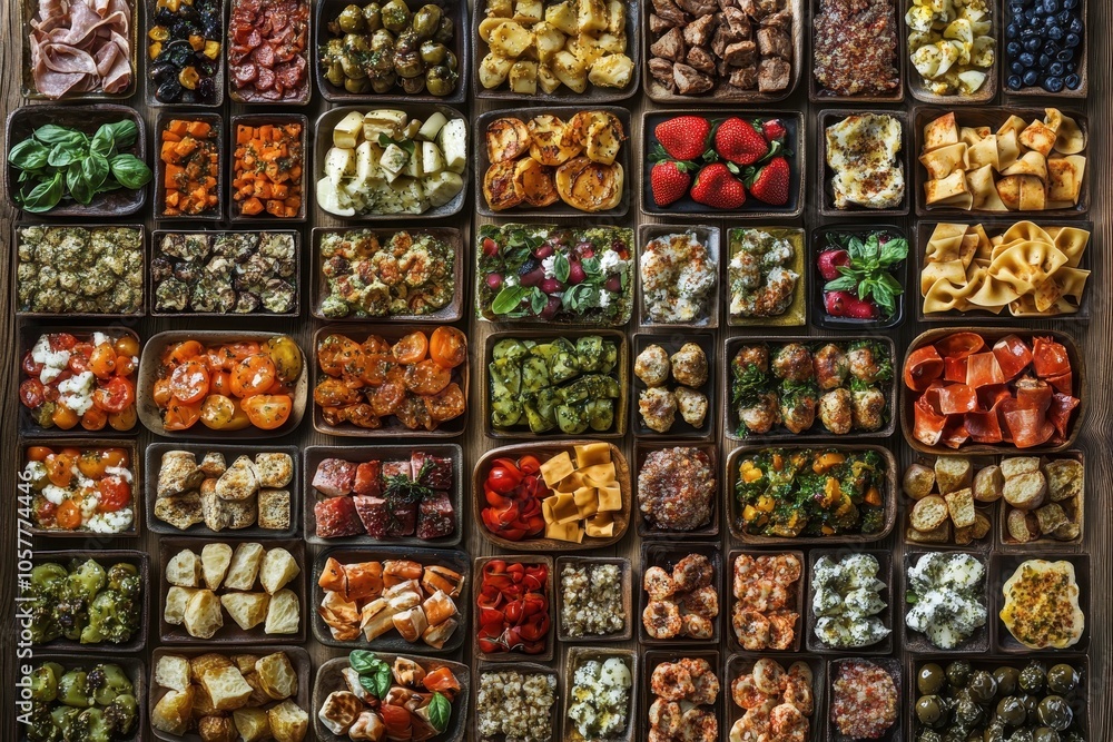 Fototapeta premium A colorful and delicious spread of tapas, perfect for sharing with friends.