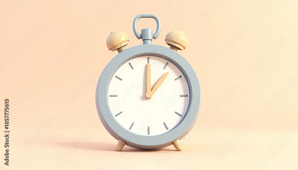 3D alarm clock illustration, pastel tones, time management 3D alarm clock illustration, pastel tones, time management