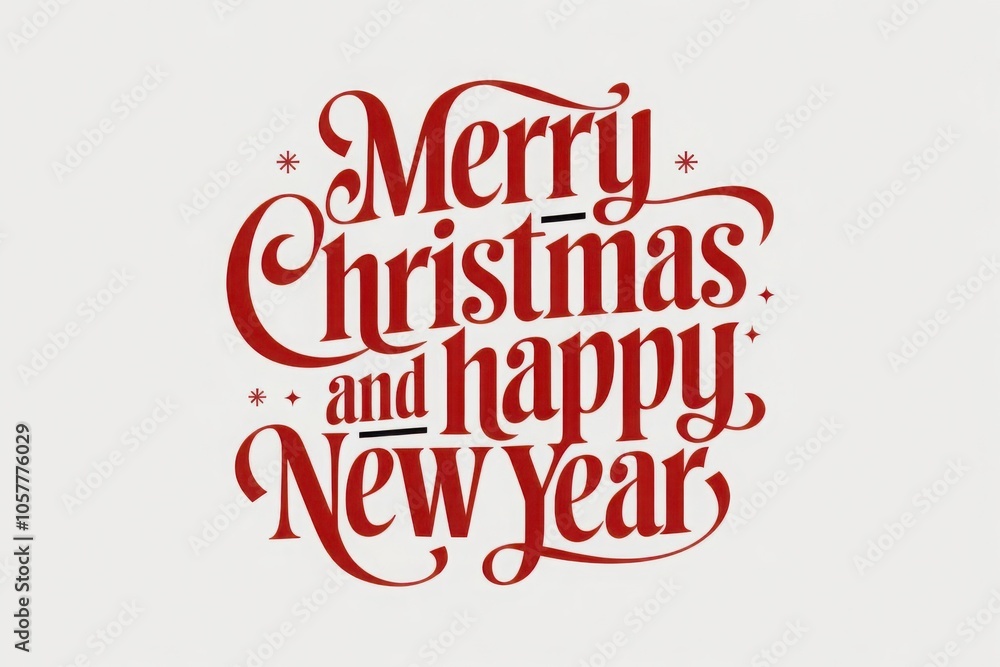 Obraz premium Merry Christmas and Happy New Year text, lettering for greeting cards, banners, posters, isolated vector illustration. Merry Christmas and Happy New Year greeting