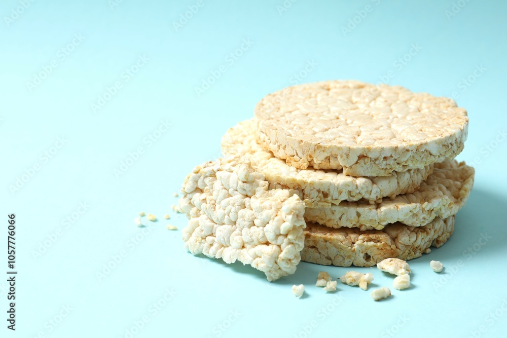 Round rice cakes on color background Round rice cakes on color background