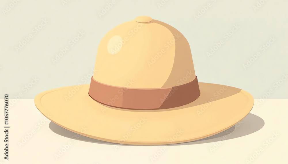Illustration of a Yellow Wide-Brimmed Hat, Art, Warm Tones, Sun Protection Illustration of a Yellow Wide-Brimmed Hat, Art, Warm Tones, Sun Protection