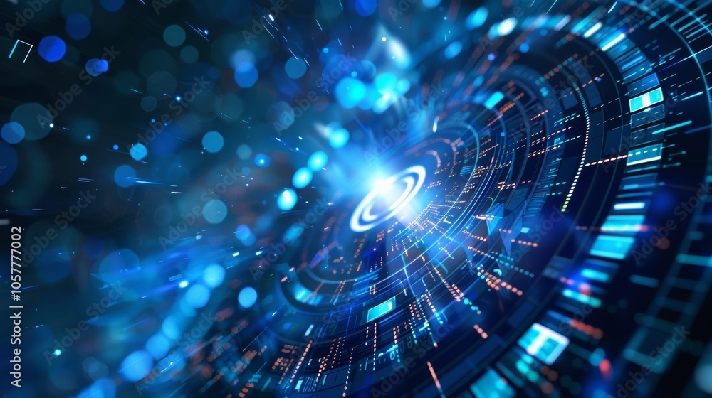 Obraz premium Futuristic Blue Data Visualization in Motion