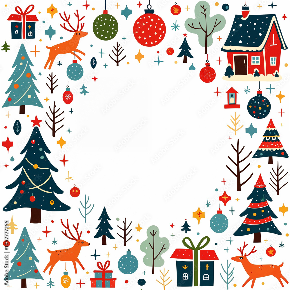 Fototapeta premium Illustration of Christmas Frame, New Year Decoration